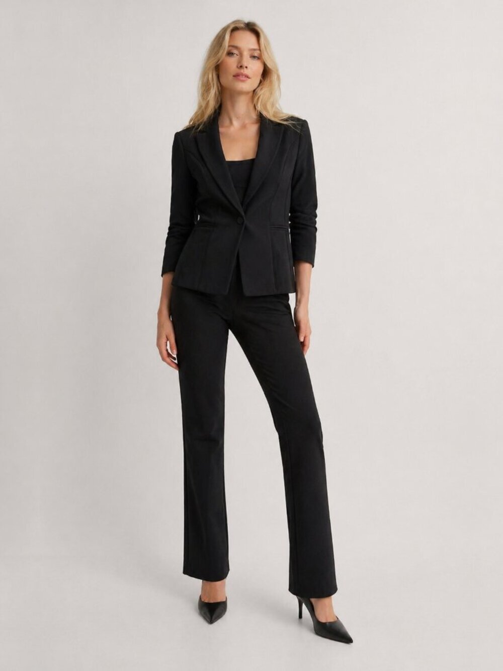 2/$30 White House Black Market 3 Quarter Sleeve Cropped Blazer Black 00 #A2092
